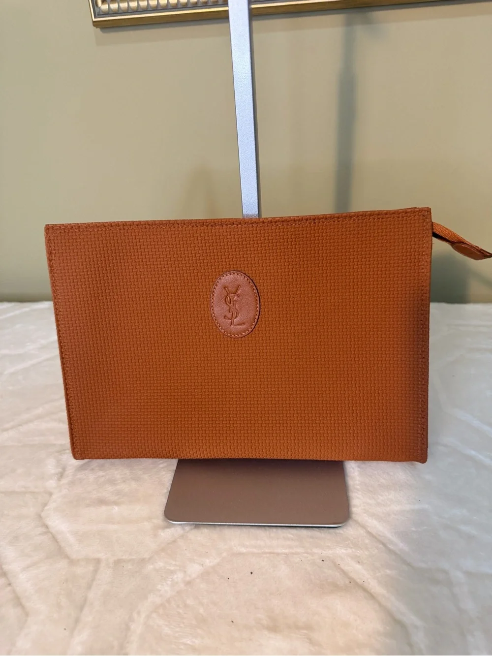 Yves Saint Laurent Tan/Brown Textured Clutch